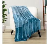 PAVILIA Couverture Polaire Bleue ombrée pour canapé, Couverture en Flanelle Douce pour canapé-lit et Chambre - Couverture légère en Microfibre Confortable avec dégradé Bleu Turquoise - Jeté Cadeau