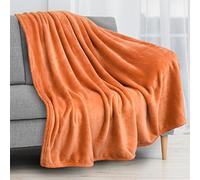 PAVILIA Couverture Polaire - Très Douce, pelucheuse - Jeté de Luxe en Flanelle - Couverture en Microfibre légère pour canapé, lit (Orange, 127 x 152,4 cm)