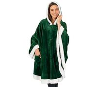 PAVILIA Couverture portable pour femme, couverture polaire douillette avec capuche, châle super doux pour bureau, Vert émeraude