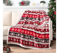 PAVILIA Couverture Sherpa de qualité supérieure | Décoration de Noël en Polaire Chaude et Confortable - Motif Rennes - 127 x 152 cm