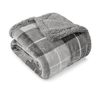 PAVILIA Couverture Sherpa pour lit double et canapé - Gris clair - Couverture polaire en flanelle - Douce et moelleuse - Cadeau - 127 x 152 cm