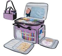 PAVILIA Grand Sac de Rangement pour Fil à Tricoter, Sac de Rangement pour Crochet, Sac de Projet de Tricot, Ensemble d'accessoires de Crochet, Cadeaux pour Les Amateurs de Crochet, Violet chiné, L,