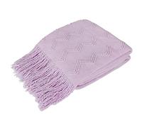PAVILIA Lavender Purple Knit Throw Blanket for Couch Bed, Soft Knitted Farmhouse Sofa Throw for Living Room, Lightweight Decorative Summer Throw Blanket for Chair, Outdoor Textured Boho Blanket, 50x60