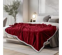 Pavilia Maroon Red Twin Bed Couverture rversible Sherpa Chevron Soft confort