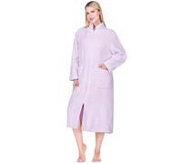 PAVILIA Peignoir à fermeture éclair pour femme - En sherpa - Avec fermeture éclair sur le devant - Chaud - Avec poches, lavande, 2X-3X