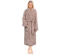 PAVILIA Peignoir à poils longs en polaire Sherpa doux et chaud pour femme, taupe, Large-X-Large