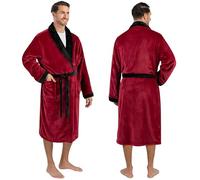 PAVILIA Peignoir de bain doux pour homme en polaire légère pour homme, rouge/noir, Large-X-Large