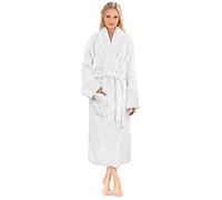 PAVILIA Peignoir de bain en polaire Sherpa à poils longs de qualité supérieure pour femme, blanc, Small-medium