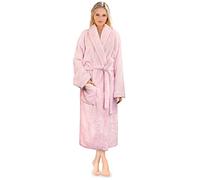 PAVILIA Peignoir de Bain Premium pour Femmes en Peluche Douce Moelleux, Chaud, Polaire Sherpa à Poils Longs, rose clair, S-M