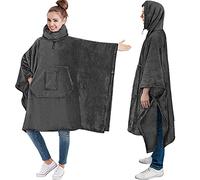 PAVILIA Poncho à capuche surdimensionné pour femme et homme, cache-cou, polaire douce pour adulte, gris, Fleece