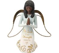 Pavilion Gift Company Lord is My Strength Exodus 15:5-5,25 Pouces Figurine d'ange Afro-américain priant en résine à Collectionner Bleu