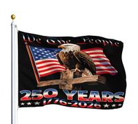 Pavillon 250E Anniversaire Américain Une Nation Sous Dieu Patriotique 2 Œillets Géant Pavillon Couleur Vive Drapeau/Bannière Personnalisé Pour Défilés Anniversaires Festivités 90X150Cm