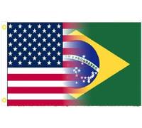Pavillon Alliance amitié États-Unis-Brésil Flag Bateau 3x5 FT | RéSistant Aux IntempéRie Bannière personnalisée Double Face Drapeau Double Face Fans CéLéBrations