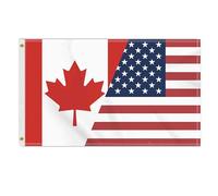 Pavillon Amitié États-Unis-Canada-Amérique-Canada-Américain Couleur Vive Bannière Personnalisée Résistant À La Décoloration Drapeau Grand Pour Garden Parade Événements Sportifs 90X150Cm