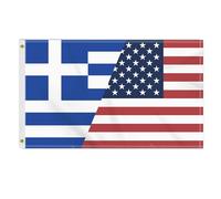 Pavillon Amitié États-Unis-Grèce-Amérique-Grec-Américain 2 Œillets Grande Drapeau Double Face Bannière De Drapeaux Personnalisés Pour Bateau Maison Anniversaires 90X150Cm