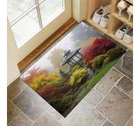 Pavillon Anglais Paillasson Interieur Entree 80 x 120 cm, Tapis D'Entrée Jardin Plantes Antidérapant Et Lavable en Machine, Vert Tapis De Sol Absorbantes pour Chien, Porte, Couloir