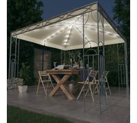 Pavillon avec guirlande lumineuse LED 300x300 cm blanc crème