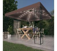 Pavillon avec guirlande lumineuse LED 3x3 m Taupe
