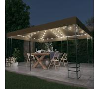 Pavillon avec guirlande lumineuse LED 3x4 m Taupe