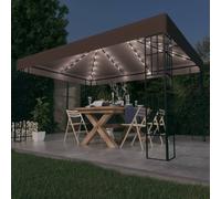 Pavillon avec guirlande lumineuse LED 4x3 m Taupe