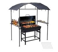 Pavillon Barbecue Relaxdays - HxLxP 230×210×116 cm, étagères latérales, Acier/Polyester, Jardin, Anthracite