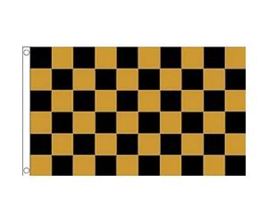 Pavillon Course À Checkered Noir Et Or 2 Œillets Drapeau Double Face Fly Drapeau Grand Pour Carnaval Élection Garden 90X150Cm