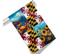 Pavillon Crabe D'État Du Maryland Et Fleur De Rudbeckie À Œil Noir Résistant À La Décoloration Bannière Personnalisée Couleur Vive Drapeau Grand Pour Bateau Parade Anniversaires 90X150Cm