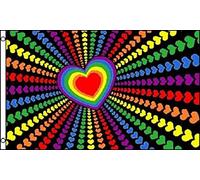 Pavillon Cœurs Rainbow, Fierté Lgbt Nationale Léger Grande Drapeau Fly Bannière De Drapeaux Personnalisés Pour Célébrations Bar Jardin 90X150Cm