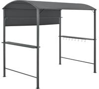 Pavillon de barbecue Pyrgos 215x220x140 cm Tente de barbecue avec comptoir de bar BBQ Pavillon de barbecue Toit de barbecue Toit rond Hydrofuge Structure en acier Gris foncé