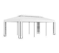 Pavillon de Jardin, 3 x 6 m en Acier Thermolaqué, Double Toit Imperméable, Abri de Jardin avec Structure Robuste, pour Terrasse, Événements Extérieurs, Jardin, Blanc, 3.0 x 6.0 m