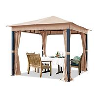 Pavillon de Jardin 3x3 m ALU Premium env. 220 g/m² bâche imperméable pavillon 4 côtés Tente de Jardin Taupe Clair env. 9x9cm Profil