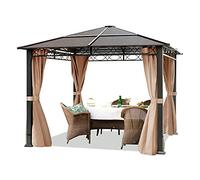 Tonnelle de jardin 3x3m plaque polycarbonate 6 mm taupe imperméable Intent24.fr