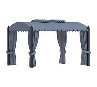 Pavillon de Jardin, 3x4 m avec Rideaux, Structure Acier et Toit Anti-UV, Tente de Réception et Abri de Jardin, pour Terrasse, Événements Extérieurs, Anthracite, 4 x 3 x 2.7 m