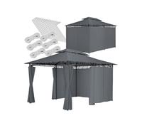 Pavillon de jardin 4 x 3 m en polyester et acier gris anthracite