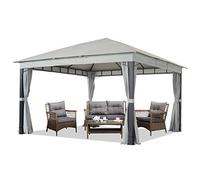 Pavillon de Jardin 4x4 m ALU Premium env. 220 g/m² bâche imperméable pavillon 4 côtés Tente de Jardin Gris