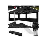 Pavillon de jardin - TECTAKE - Tonnelle VIOLA en aluminium pliante et réglable 6 x 3 m avec 2 protections latérales - Noir