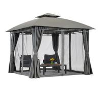 Pavillon de jardin anthracite Sicily 3x3 m avec rideaux et moustiquaires Garden Point