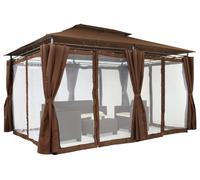 Pavillon de jardin avec moustiquaire Ibiza 3x4 m marron Garden Point