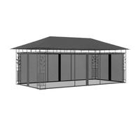 Pavillon de Jardin avec Moustiquaire, Structure en Acier et Toit Ouvrant, Tonnelle Pliante, pour Terrasse Jardin Extérieur, Couleur Anthracite, 6x3x2.73 m