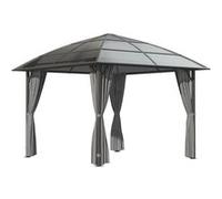 Outsunny Tonnelle de jardin 3x3 m - structure alu, toit polycarbonate imperméable UV60+, gris foncé