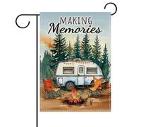 Pavillon de jardin Camping-car, arbres, emplacement de camping, feu de | camp, slogans pour créer des souvenirs Petit Pavillon Anniversaires 12x18in Léger Drapeau de jardin Résistant Aux