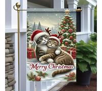 Pavillon de jardin Chats avec des bonnets de Père Noël Sapin de Noël Fêtes