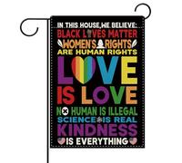 Pavillon de jardin Fierté Rainbow L'amour c'est l'amour Slogan Droits | de l'homme Égalité et diversité Motifs Petite bannière Balcon 12x18in Double Face Drapeau Double Face Résistant Aux