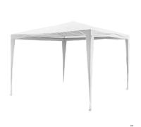 Pavillon de jardin - JANSHOP - 3x3 m - Blanc - Montage facile - Construction robuste - Entrée verrouillable