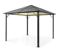 Pavillon de jardin - Pergola avec toit - 3x3m - Salon de jardin - Eclairage LED solaire - Cadre en aluminium - Toit noir