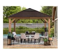 Pavillon de jardin Pirin Sunjoy 3.4x3.4m naturel 11,3m² - SUNJOY - Carré - Bois massif - Bois de cèdre