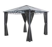 Pavillon De Jardin Résistant Intempéries Toit En Polycarbonate 3x3m Gris