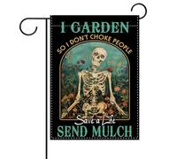 Pavillon de jardin Squelette gothique, jeu de mots drôle sur le jardinage | et l'horticulture, texte humoristique Petite bannière Balcon 12x18in Résistant Aux Intempéries Drapeau Double Face