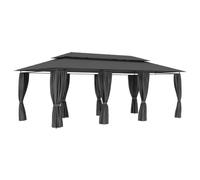 Pavillon de Jardin, Structure en Acier avec Toit en Polyester, Design avec Rideaux Amovibles, Tente de Réception et Abri de Jardin, pour Événements Extérieurs et Jardin,Anthracite, 600 x 298 x 270 cm