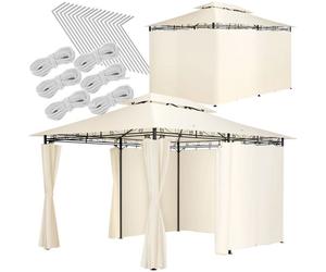 Pavillon de jardin - TECTAKE - Tonnelle EMINE avec 6 parois latérales en tissu déperlant 4 x 3 m - Crème